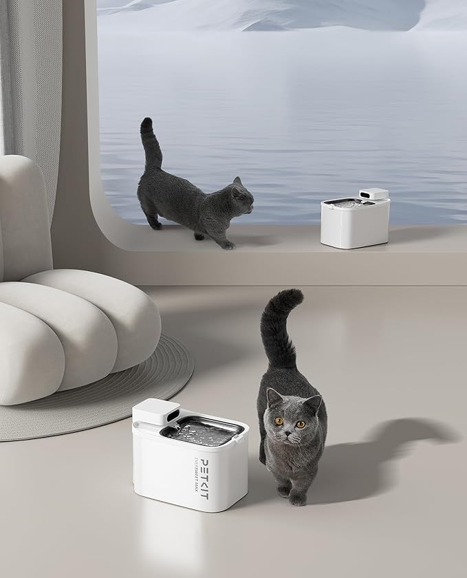 PETKIT EVERSWEET MAX Cordless Cat Water Fountain with Motion Sensor, 101 oz/3L Pet Fountain for Cats Dogs Inside, Automatic Cat Water Dispenser Battery Operated (White-Cordless, 3L)