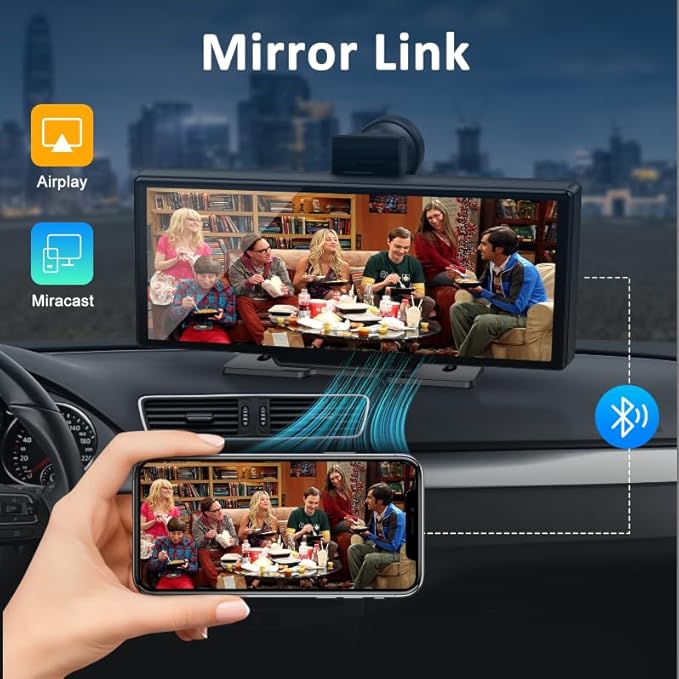 Apple carplay & Android Auto,Wireless Double din 10.26 inch Dash Cam with Front Camera and Backup Camera.GPS Navigation,Mirror Link/Voice Control/Bluetooth for Car RV Pickup Bus Trailer.etc