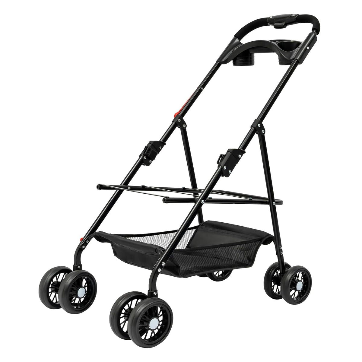 Pet Stroller, 4 Wheels Dog Cat Carrying Cart, Foldable Puppy Carrier with Storage Bag and Detachable Grid Structure for Small/Medium Dogs Cats Up to 44Lbs (Black)