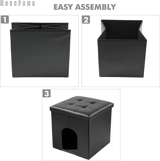 MEEXPAWS Cat Litter Box Enclosure Furniture Hidden, Cat Washroom Bench Storage Cabinet Small 19.7'' x 19.7'' x 19.7''| Dog Proof | Waterproof Inside | Easy Clean | Easy Assembly | Odor Control(Brown)