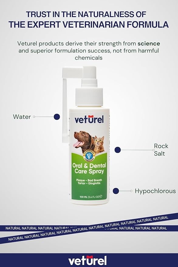 Natural Dog Teeth Cleaning Oral Care Spray - May Help with Bad Breath - May Support Plaque and Dental Care for Cats - May Help Reduce Plaque for Dogs and Cats - 3.4 oz
