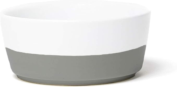Waggo Dipper Ceramic Dog Bowl for Small and Large Breeds - Heavyweight and Durable Pet Food and Water Dish Crock, Dishwasher Safe, Modern (Medium, Dolphin)
