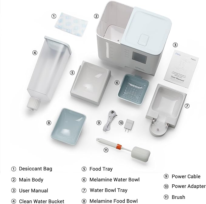 FW54 5G/2.4GHz WiFi Automatic Feeder and Waterer 2-in-1 Set for Pets, 300 oz Large Capacity for 2 Weeks, Perfect for Working Parents