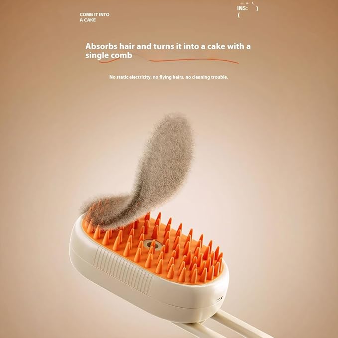 Cat steam brush USB-Powered Pet Steam Brush for Dogs & Cats | Instant Fog Deshedding Tool, Reduces Shedding & Flyaway Hair | Gentle Grooming Brush for Dog & Cat Hair Loss Control (Orange)