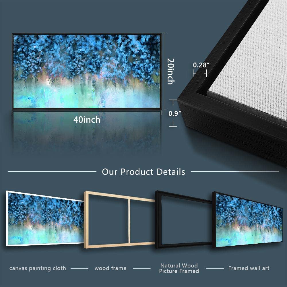 Framed Abstract Canvas Wall Decor For Living Room Wall Decorations For Bedroom Modern Office Wall Decorations Blue Fashion Pictures Artwork Bathroom Canvas Art Prints Kitchen Home Decor 20" X 40"