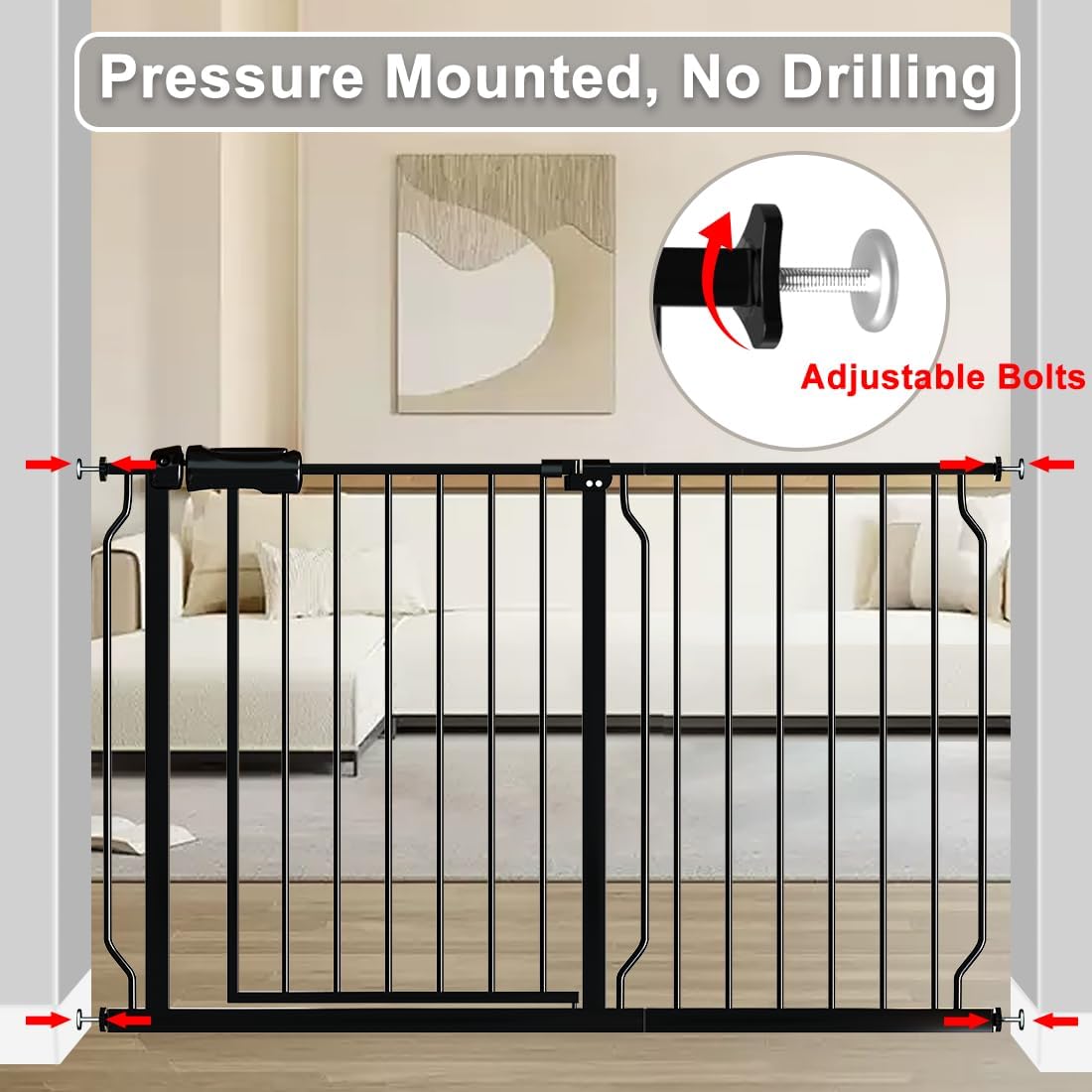 Fairy Baby Safety Gate 14.17 inch Extension for Extra Wide Baby Gate Dog gate Pressure Mounted Walk Through Pet Gate Black