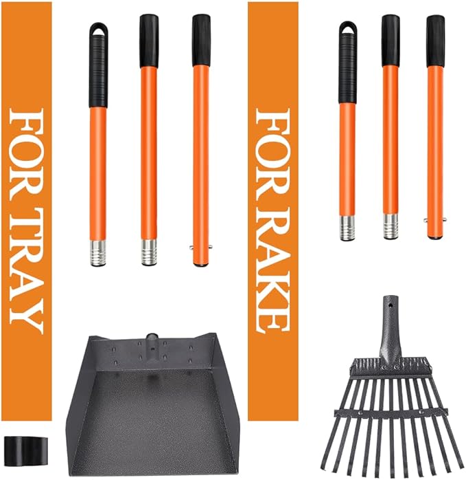 TNELTUEB Extra Large Pooper Scooper, Pet Poop Tray and Rake with Adjustable Long Handle, Pet Waste Removal Heavy Duty Dog Pooper Scooper Great for Large Dog Grass Street Gravel