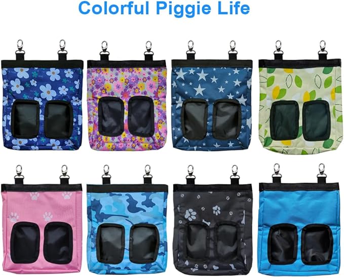 Guinea Pig Hay Feeder, Hanging Rabbit Hay Feeder Bag for Guinea Pigs Bunnies Chinchillas. PureBlack, 2 Count