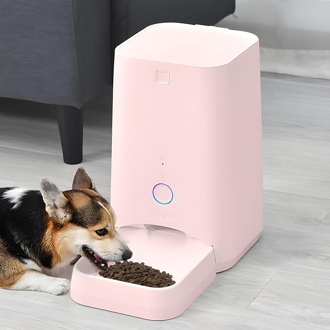 DOGNESS 6L Smart Feeder, Wi-Fi Enabled Pet Feeder for Cat and Dog, Smartphone App for iOS and Android, Portion Control, Fresh Lock System Auto Food Dispenser Pink