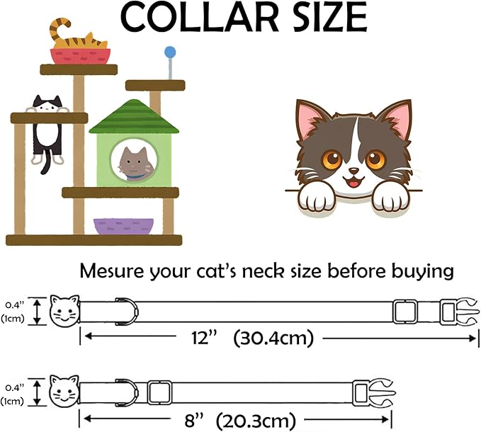 Elegant little tail 2 Pack Cat Collar- Blueberry Cotton Breakaway Cat Collars with Bell Pendant Kitten Boy Girl Safety Adjustable Collar for Small Cats Puppy