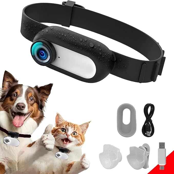 ehomful HD 1080P Cat Camera Collar with Video Record Wireless Mini Sport cam,Small Action Cameras,Body Camera for Pet Supplies/Stuff,Outdoor/Inoor Birthday Gift No WiFi