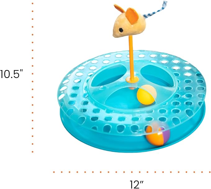 Catstages Cheese Chase Interactive Cat Track Toy with Balls and Catnip Toy, Multicolored