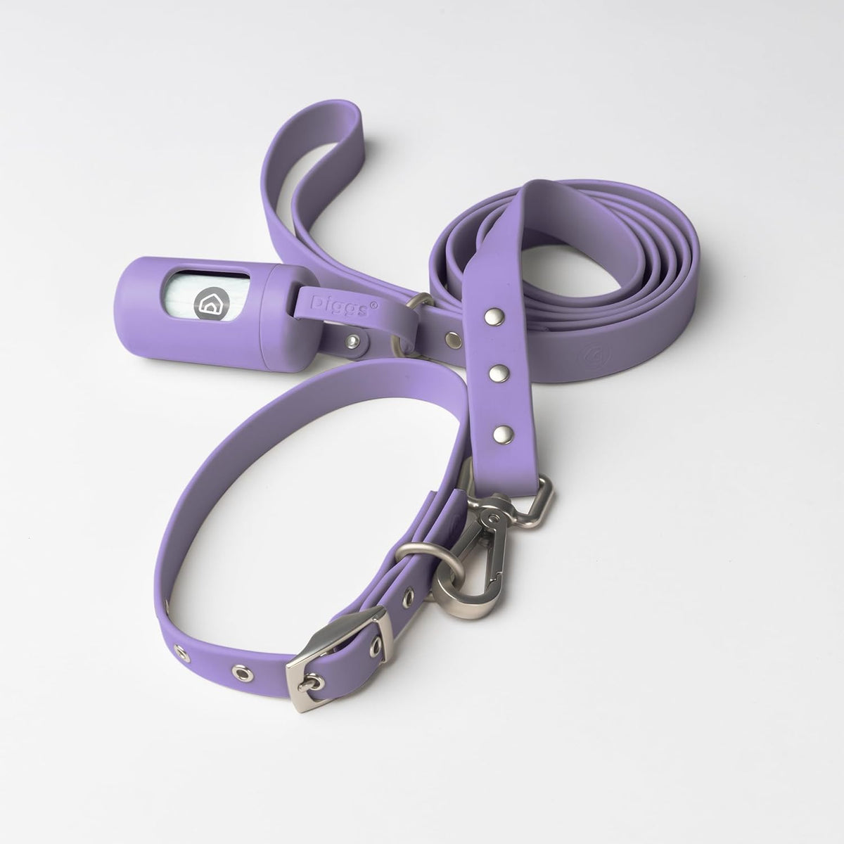 DIGGS Dog Poop Bag Dispenser for Leash - Premium Dog Waste Bag Holder with Easy One-Hand Dispensing (Lilac)