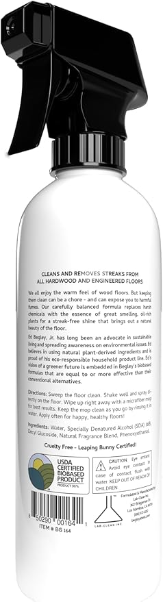 Begley's Hardwood Floor Cleaner Spray - Hard Wood Floor Cleaner for Mopping - Citrus Scent Hardwood Cleaner - 24oz & 64oz Refill Set