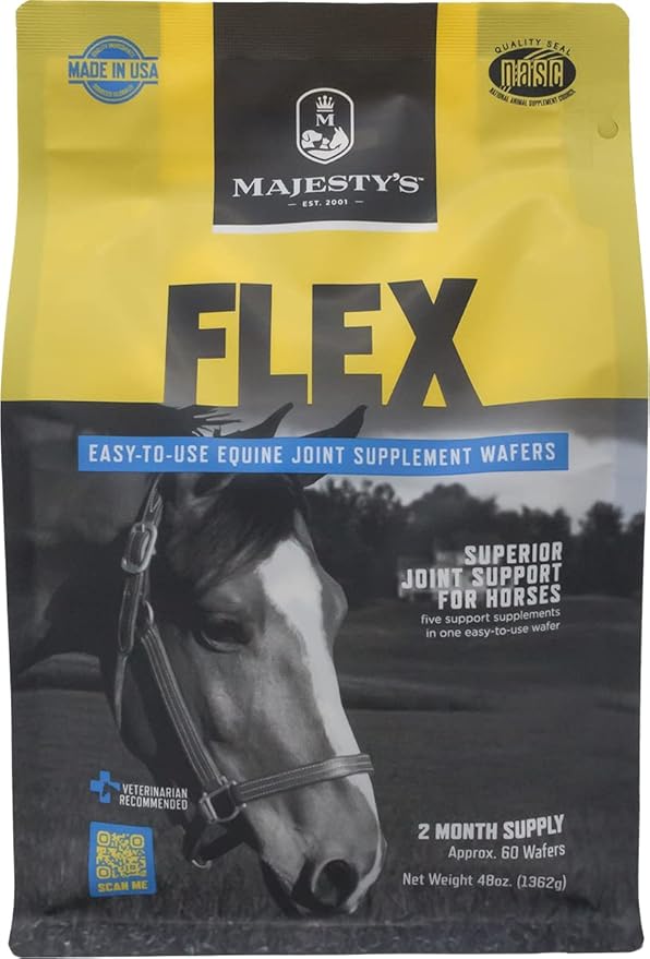 Majesty's Flex Wafers - Superior Horse/Equine Joint Support Supplement - Glucosamine, MSM, Chondroitin, Yucca, Vitamin C (Regular, 2 Pack (120 Count Total))