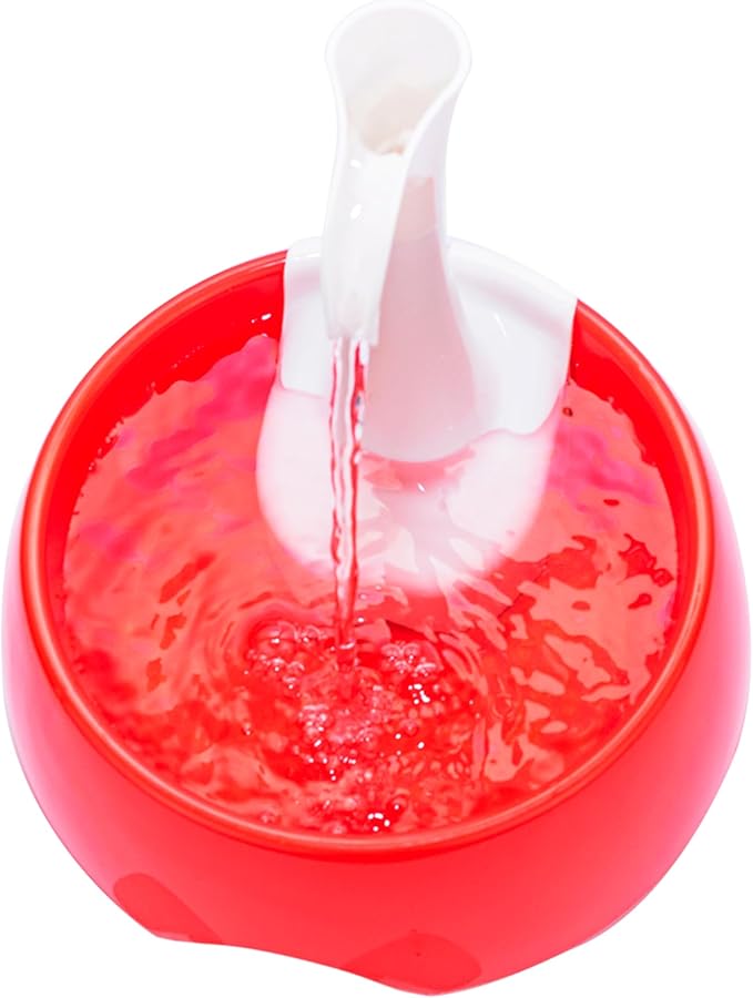 Aqua First Pet Water Fountain - Automatic Drinking Bowl for Cats and Dogs - Light and Portable - Replaceable Filters - Ergonomic Design - 1.2L/42 fl oz - Red