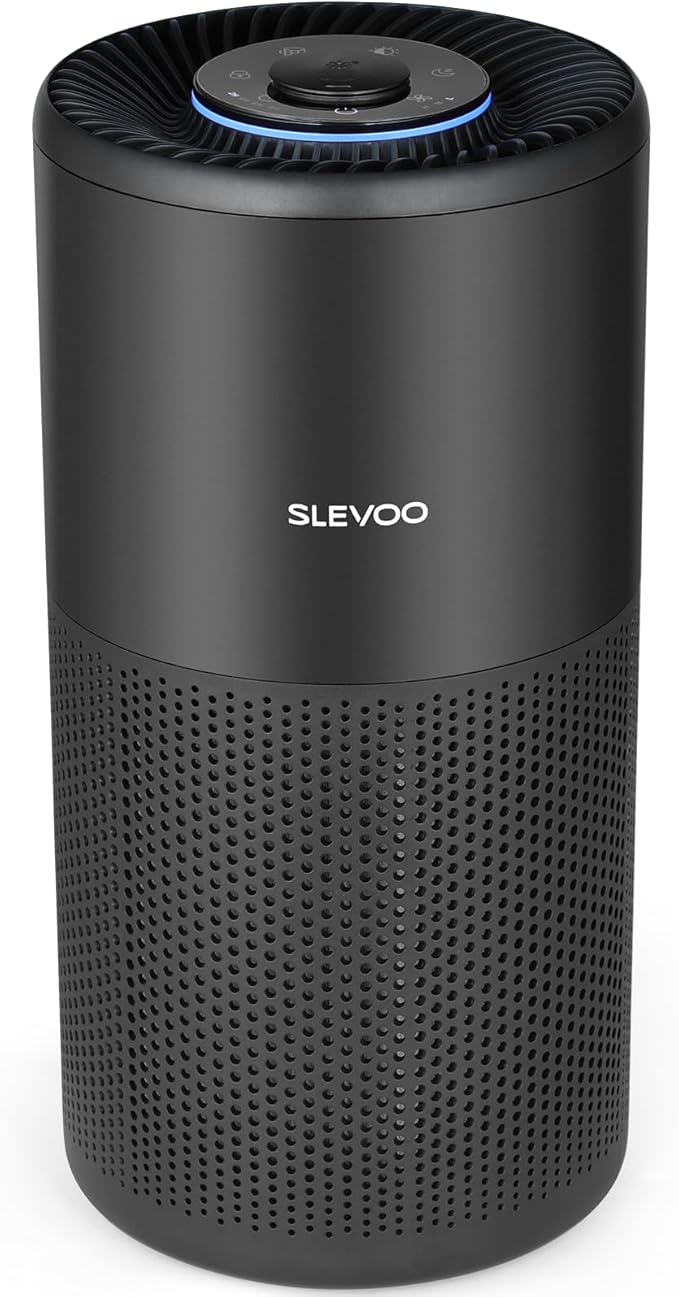 SLEVOO Air Purifier for Home Bedroom up to 1015 ft², Allergies Pet Hair, 3-in-1 Filter with hepa Air Purifier, Ultra Quiet 24 DB Sleep Mode,Aromatherapy,clean for Allergies,Pollutants,Smoke (black)