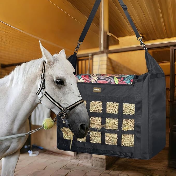 Hay Bag for Horses,Slow Feeder for Horse/Donkey/Goat, Premium 1680D Oxford Cloth Hay Bag Easy to Fill and Hang with Extra Large Opening