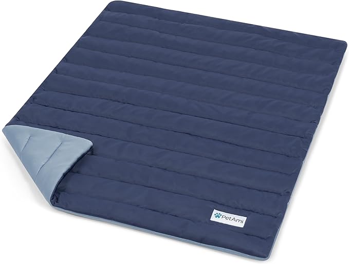 PetAmi Cooling Mat for Dog, Premium Pet Cooling Blanket for Crate Kennel, Indoor Cat Cool Sleeping Pad, Q-MAX Cold Sofa Couch Cover for Summer, Gray/Light Grey, Medium (29x40)