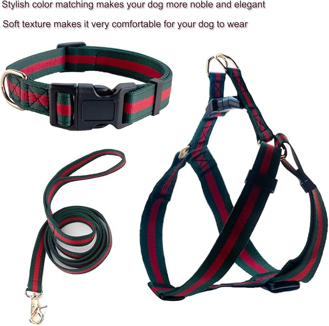Premium and Stylish Dog Collar Harness and Leash,Soft Comfortable,Chest Adjustable Pet Harness,Luxury Fashion Dog Harness Leashes Set Gift for Puppy Small Dogs