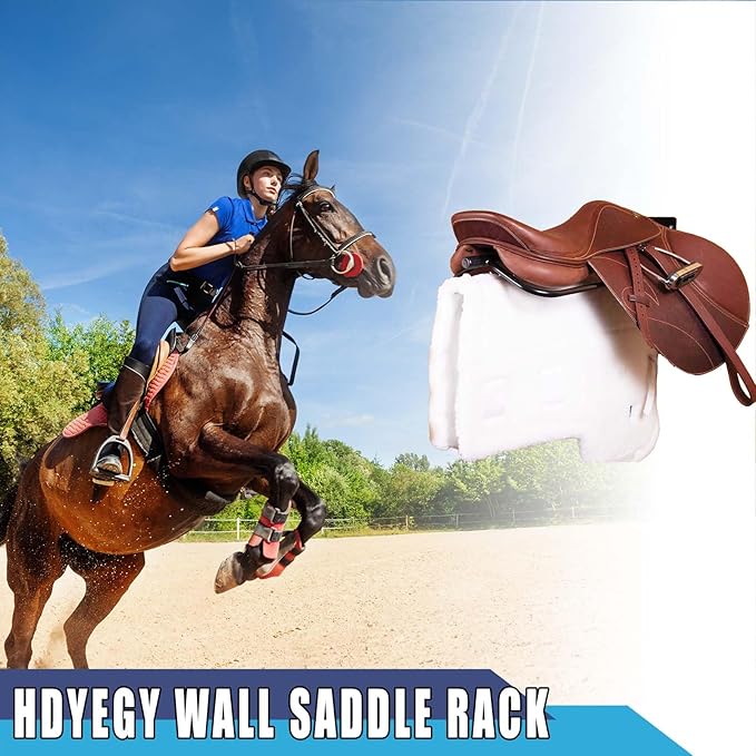 4 Pack Saddle Rack with Pad Bar,Heavy Duty Wall Mounted Saddle Stand Saddle Pad Rack for English Western Saddles Horses Blanket,Black