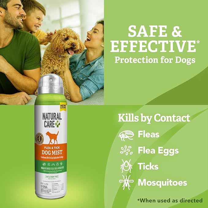 Natural Care Flea and Tick Spray for Dogs - Flea & Tick Treatment for Dogs - Flea & Tick Killer with Certified Natural Oils - 14 Ounces