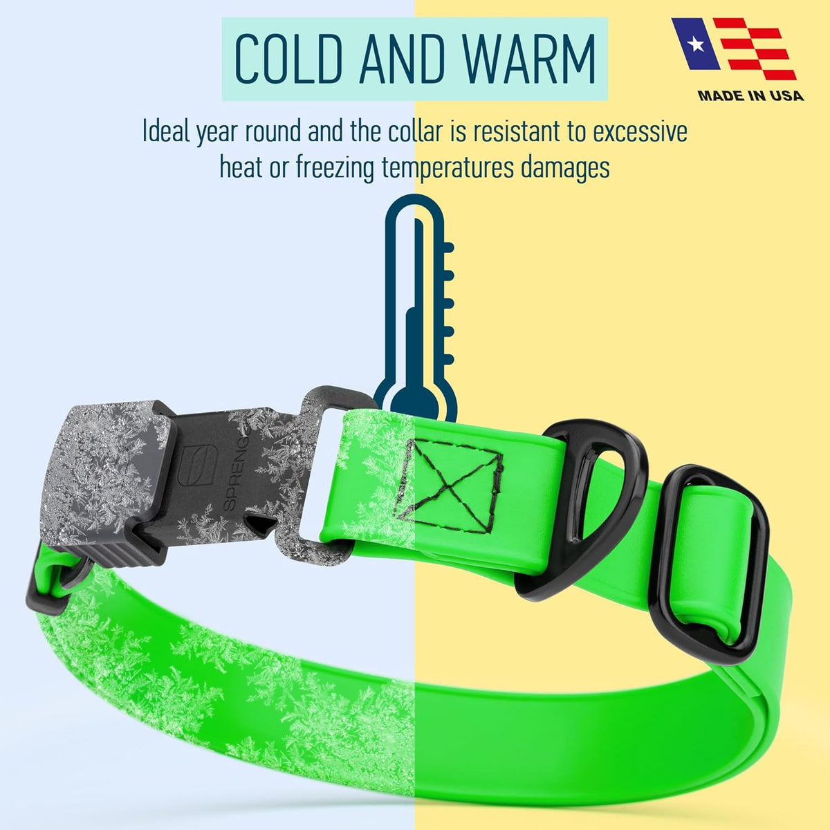 Dogline Biothane Waterproof Dog Collar with Herm Sprenger Stainless Steel Quick Release Buckle – Heavy Duty Tactical Durable Collar for Dogs – Comfortable and Safe Pet Collar, W 3/4" L 12-19", Green