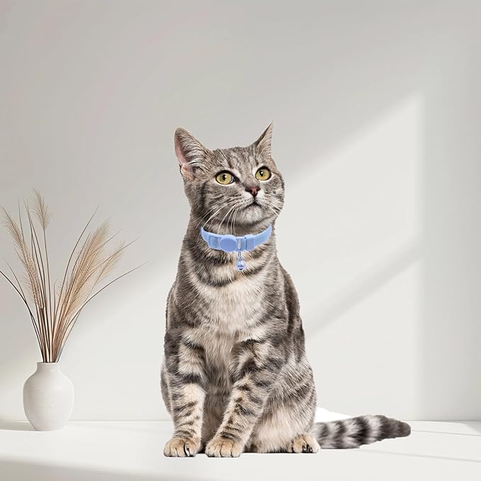 Breakaway Cat Collar with Bell, Safety Buckle Kitten Collar, Elastic Strech Quick Release, Adjustable Lightweight Collars for Girl Boy Cats, Pet Supplies, Accessories, Gifts Blue