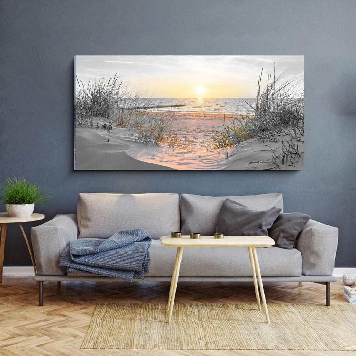 Yxbhhym-Large Wall Decor Living Room Black and White Sunset Beach Wall Art Ocean Picture Print Coastal Decor Seascape Artwork Sea Painting Poster Bedroom Wall Art Framed Office Home Decor