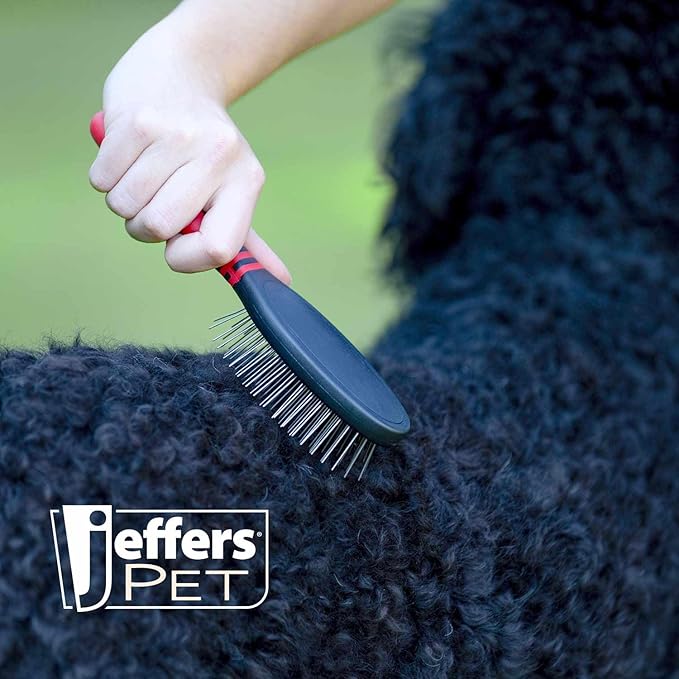 Jeffers Pet Single Sided Pin Brush - Grooming Tool for Dogs, Cats, Small Animals, Pin Brush for Detangling & Nylon Bristles for Smooth Finish, Ergonomic Handle, Perfect for Medium to Long Coats
