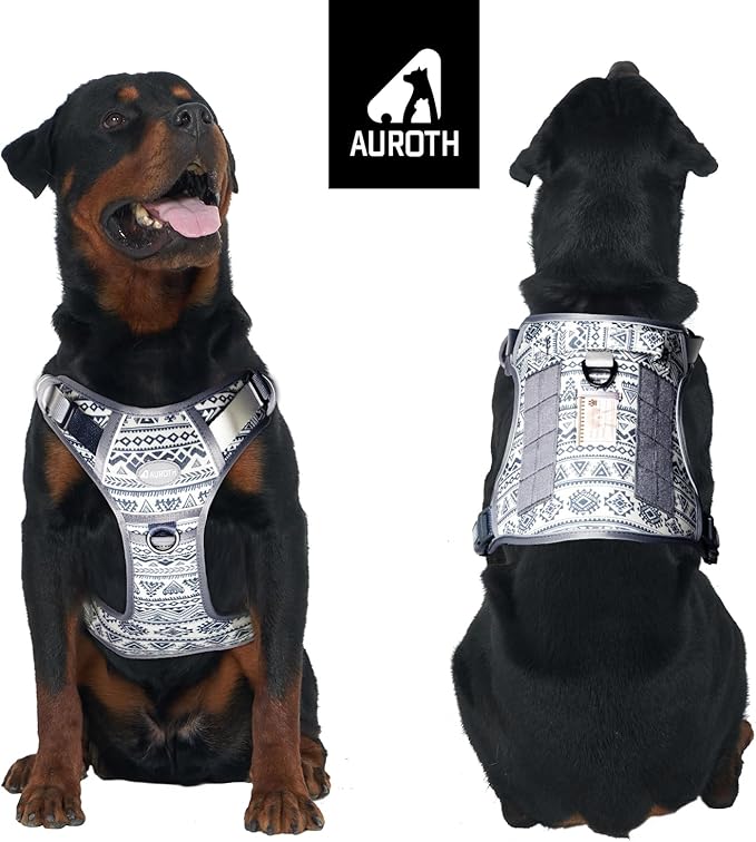 AUROTH Tactical Dog Harness for Large Dogs No Pull Adjustable Pet Harness Reflective K25 Working Training Easy Control Pet Vest Military Service Dog Harnesses
