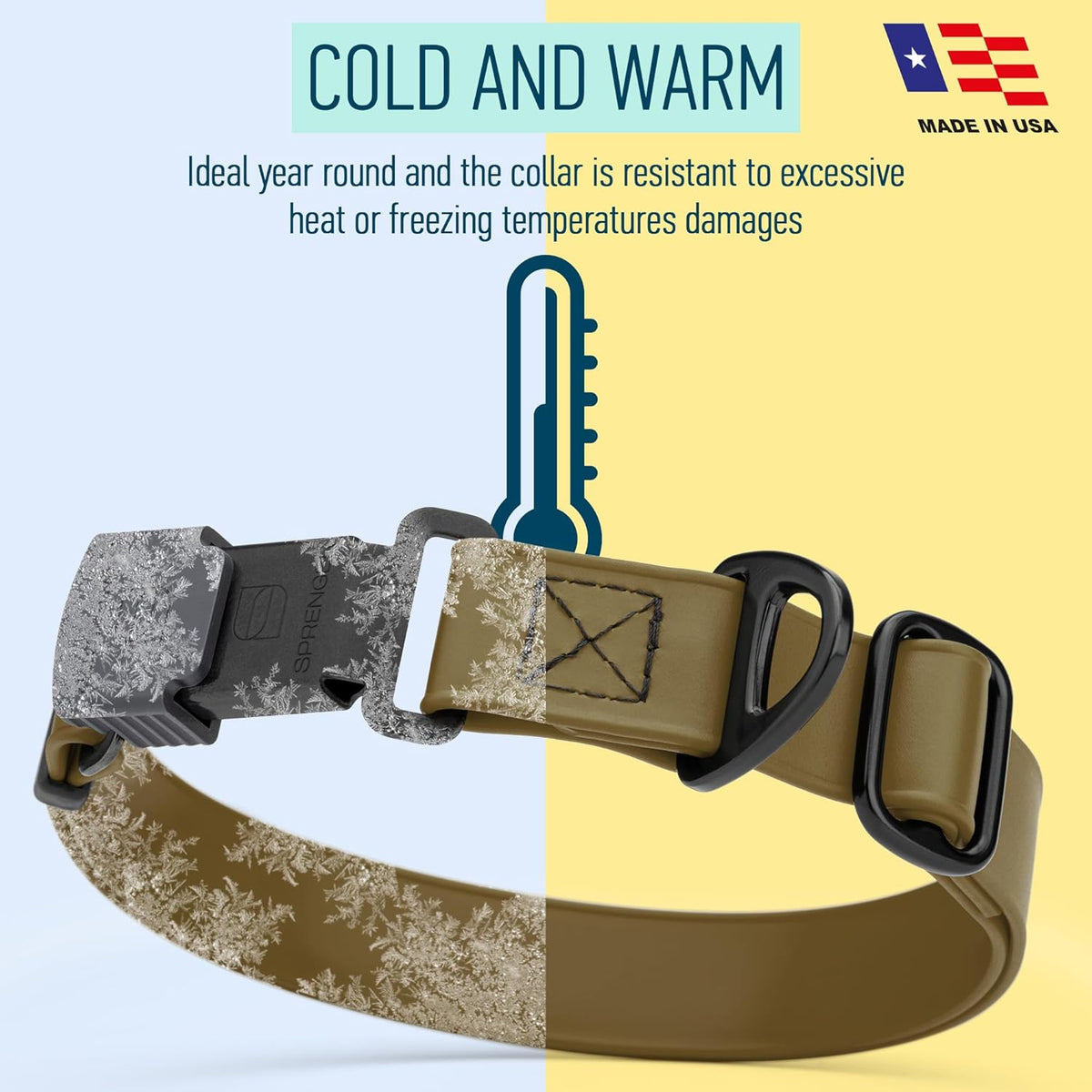 Dogline Biothane Waterproof Dog Collar with Herm Sprenger Stainless Steel Quick Release Buckle – Heavy Duty Tactical Durable Collar for Dogs – Comfortable and Safe Pet Collar, W 3/4" L 12-19", Brown