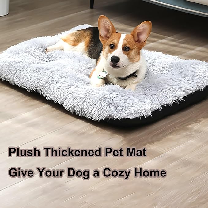 Dog Crate Mat, Dog Bed for Large Dogs, Comfy Fluffy Kennel Pad Anti-Slip for Dog beds & Furniture, Quilted Dog Bed for Pets for Medium/Small Dogs Cats (Color : Black, Size : 30x21)
