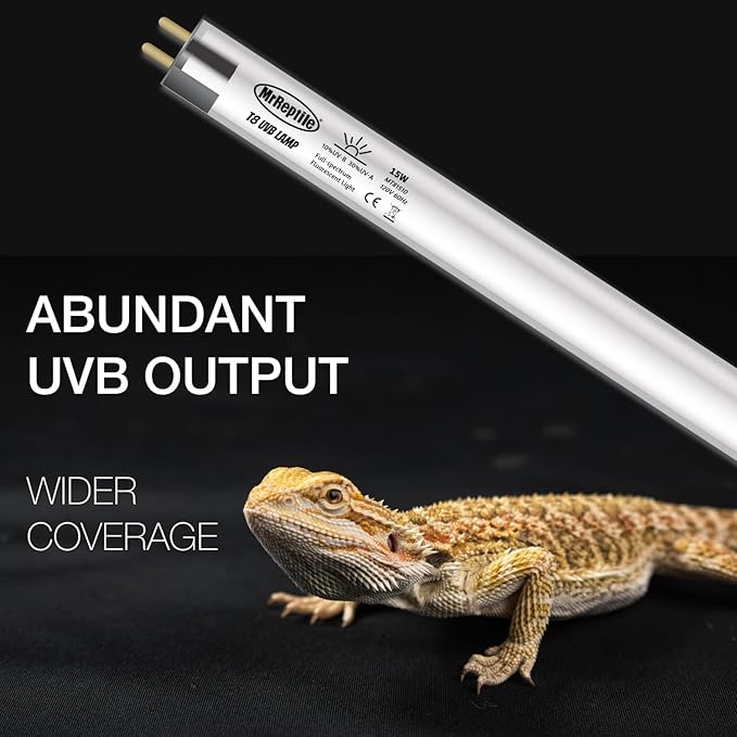 T8 UVB Reptile Light Kit, 15W UVB Light Fixture and 10.0 UVB Lamp Bulb Kit, for Desert-Dwelling Reptiles, Bearded Dragon UVB Light 18 inches