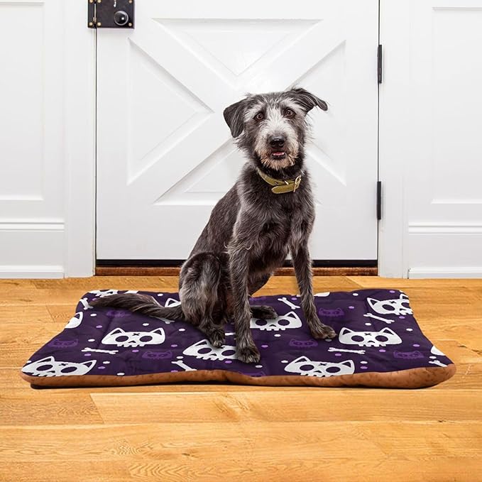 Halloween Cat Skull Pet Bed Cute Dog Bed Mat Absorbing Non Slip Pad Pet Sleeping Mat for Small, Medium, and Large Dogs Puppy Cat 24 in x 18 in