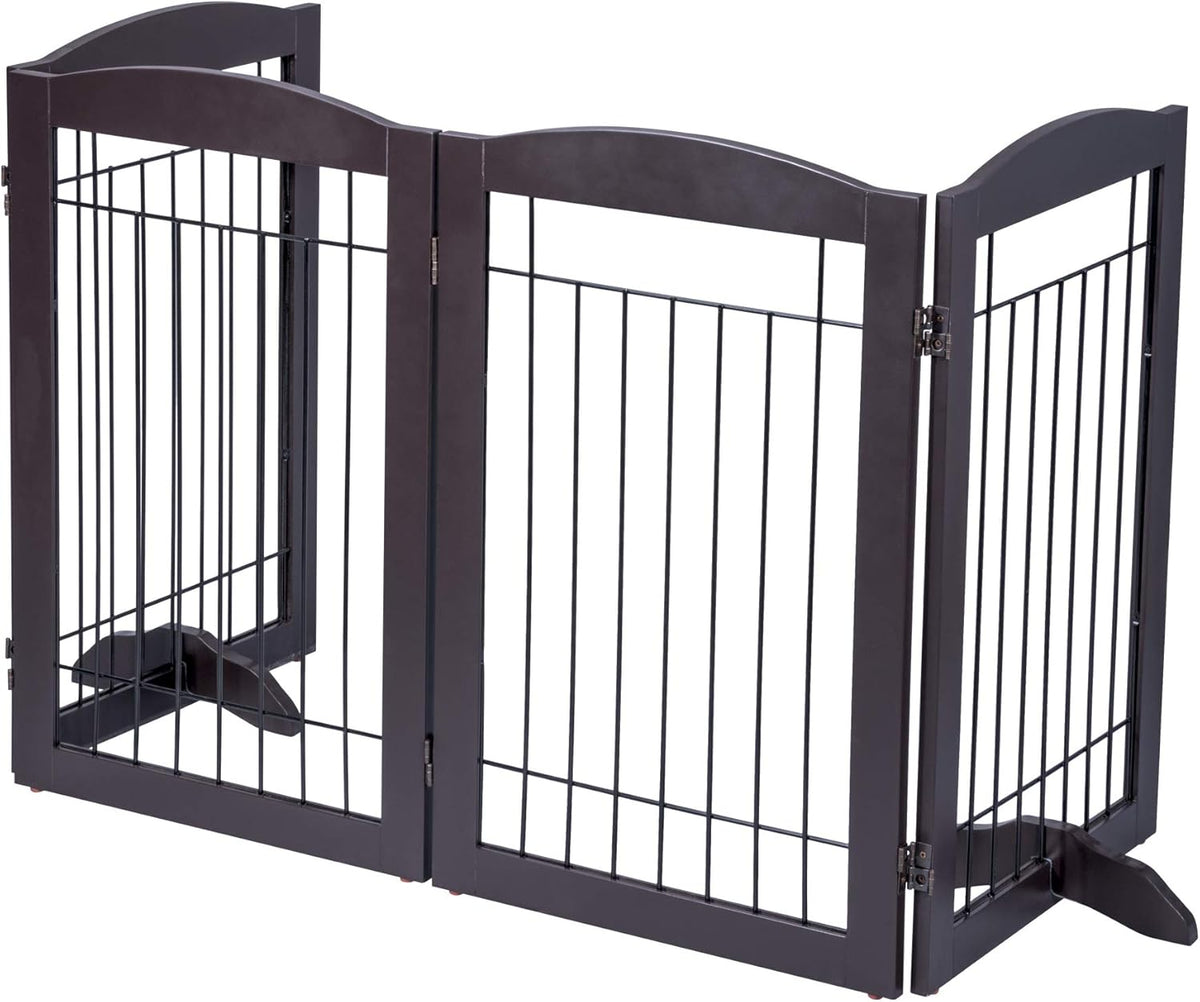 Spirich Freestanding Wire Pet Gate for Dogs, 30 inches Tall Dog Gate for The Houes, Doorway, Stairs, Pet Puppy Safety Fence,Set of Support Feet Included (Espresso, 4 Panels) ASIN: B07T8Z8NKL