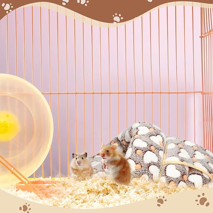 Wenqik 2 Pcs Guinea Pig Bed Cuddle Warm Hideout Small Animal Sack Cozy House Bedding Sleeping Cushion Portable Pet Carrier Cage Nest for Rabbit Hamster Rat(Gray, Pink,Heart)