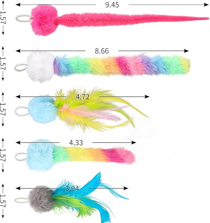 5 Pack Cat Toy Replaceable Feathers for Interactive Cat Toys with Remote Control, Cat Feather Toys Attachments for Indoor Cats Exercise and Play (Not Include Cat Toy, Only Accessories)