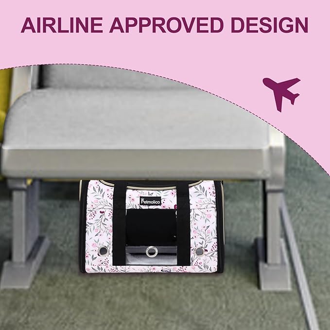 Petmolico Cat Carrier Soft-Sided Pet Bag for Small Medium Cats Puppies 16LBs - Airline Approved Pet Travel Carrier 3 Open Doors (Medium,Mixed Pink)