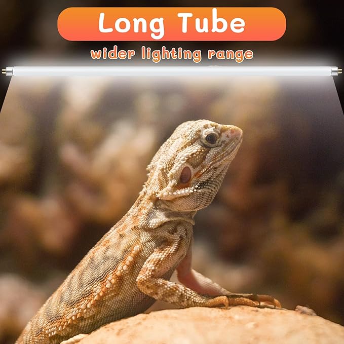 T5 UVB Reptile Light 39W 10.0, UVA Light Bulb for Reptiles, 2 Pack Lamp Tube for Bearded Dragon