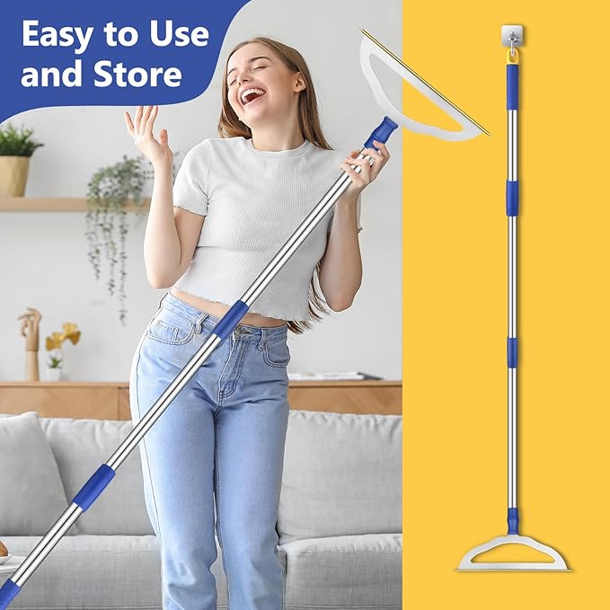 12”Wide Large Metal Carpet Rake Pet Hair Removal Broom, 54" Thicker Handle Low Pile Carpet Brush, Dog Cat Pet Hair Remover, Embedded Fur Pro Clean Removal Tool, Rug Couch Stair Scraper