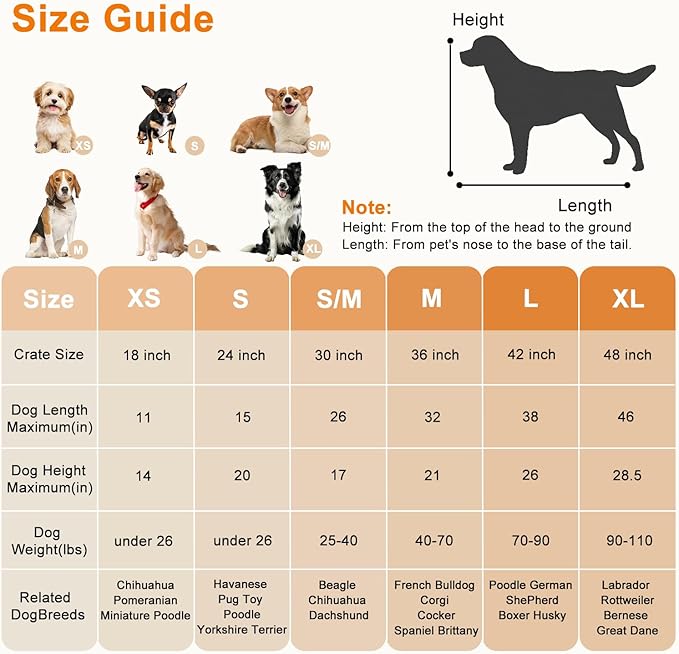 FDW Large Dog Crate 42inch Dog Cage Foldable Metal Kennel with Leakproof Tray Foldable Design Indoor Outdoor Use for Large Dogs,Black