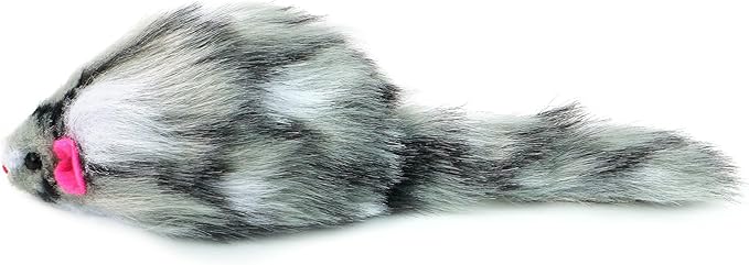 CHIWAVA 6PCS 3.1" Long Haired Furry Mice with Rattle Gradient Color Small Cat Toy Mouse Kitten Interactive Toy