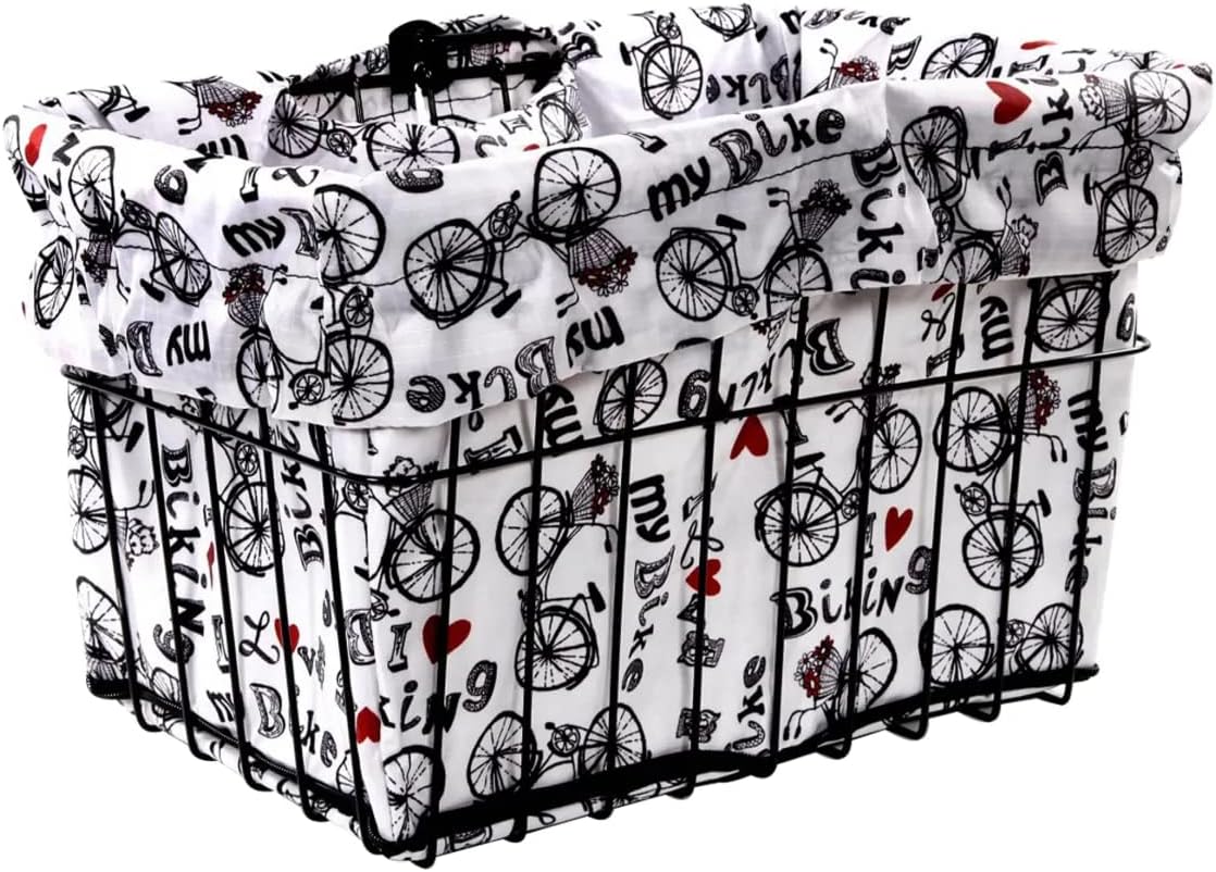 Cruiser Candy Bike Basket Liner Waterproof, Universal Fit for Most Bike Baskets, Stylish 2in1Tote, Bike Basket Cover, EBiKE Front Wire Or Wicker Bike Baskets Fits Up to 15x12x10
