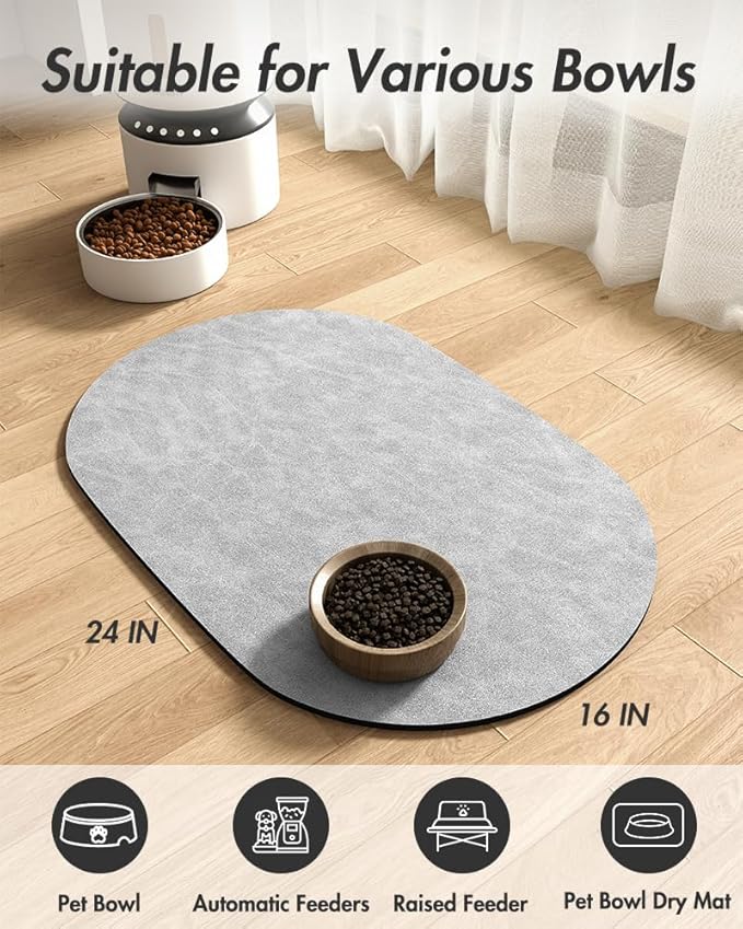 Absorbent Dog Water Mat-Dog Mat for Food and Water Bowl, Quick Dry Pet Feeding Mat, No Stains Dog Food mat, Dog Accessories Pet Supplies Mat-Dog Water Bowl Mat for Messy Drinkers