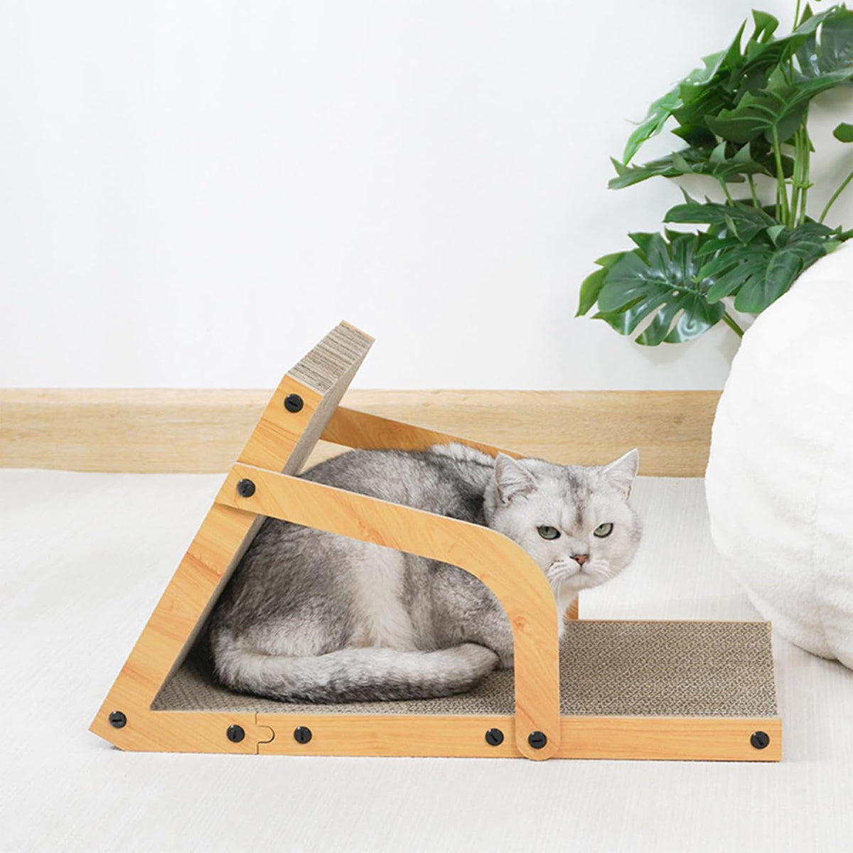 Cat Scratcher, Ramp L Shape Cat Scratch Pad, Cardboard Cat Scratchers for Indoor Cats, Sloped Cat Scratching Board