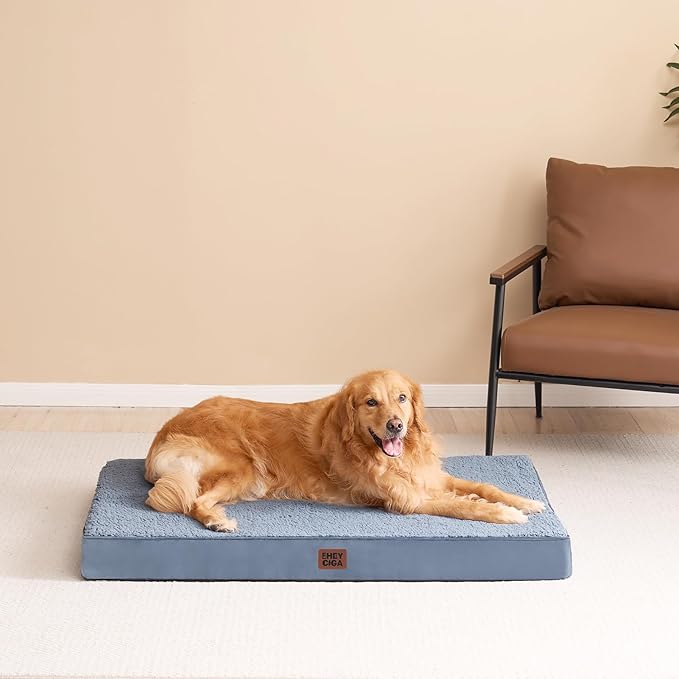 EHEYCIGA Orthopedic XL Dog Beds for Extra Large Dogs with Removable Washable Cover, Spa Blue, 44x32