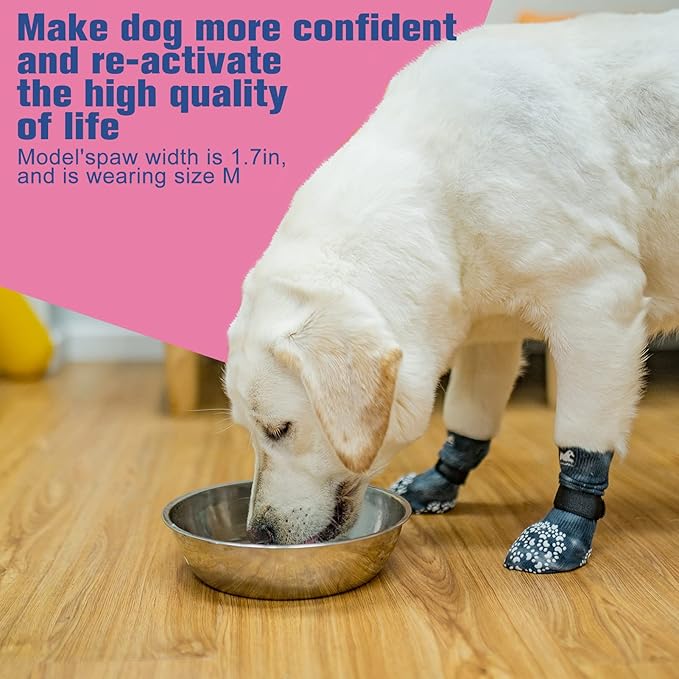 EXPAWLORER Anti Slip Dog Socks to Prevent Licking Paws, Dog Shoes for Hot Pavement, Dog Booties for Small Medium Large Senior Dogs, Traction Control Dog Boots & Paw Protectors for Hardwood Floors
