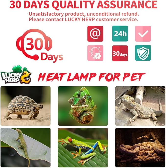 LUCKY HERP Infrared Heat Lamp 100W 2 Pack,Reptile & Amphibian Basking Spot Light Bulbs, Red Heat Lamp Bulbs for Reptiles, Bearded Dragon, Turtle, Lizard, Snake, Chicken