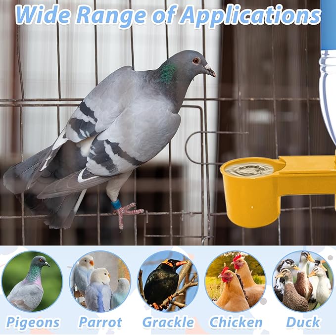 kathson 20 Pcs Bird Drinker Feeder Plastic Soda Pop Water Bottle Cup Ideal for Chicken Pigeons Birds Feeder Trough Animal Feeding Accessories(Yellow)